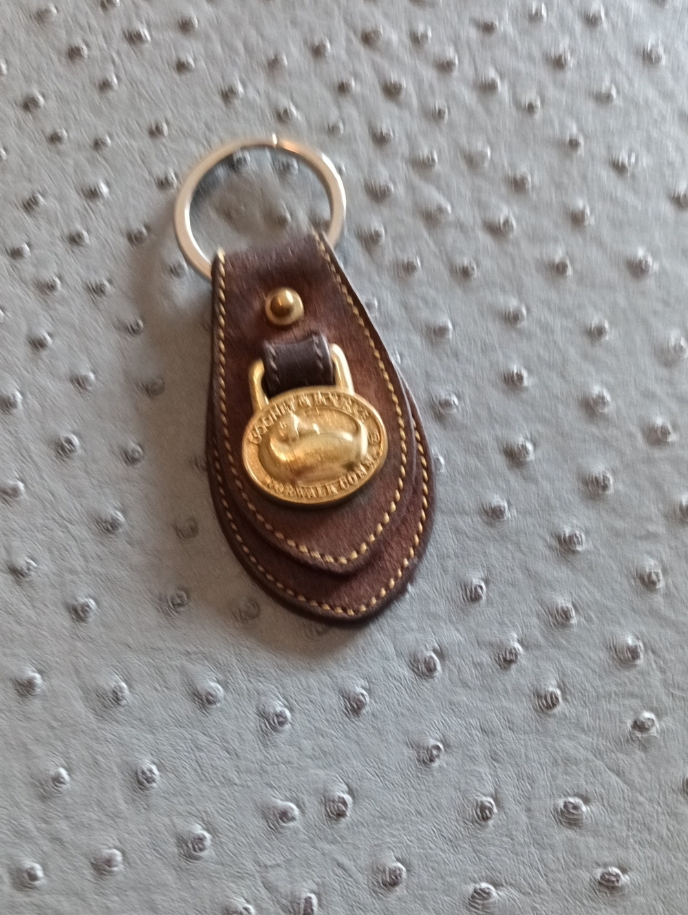 Dooney & Bourke Brown Leather Key & Card Holder with Gold Medallion